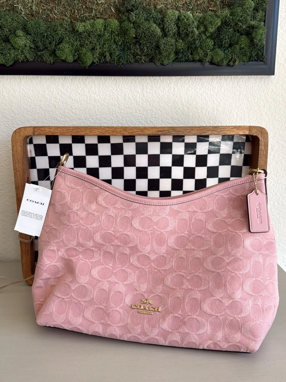 🌸COACH Pink Denim Laurel Shoulder Bag NWT